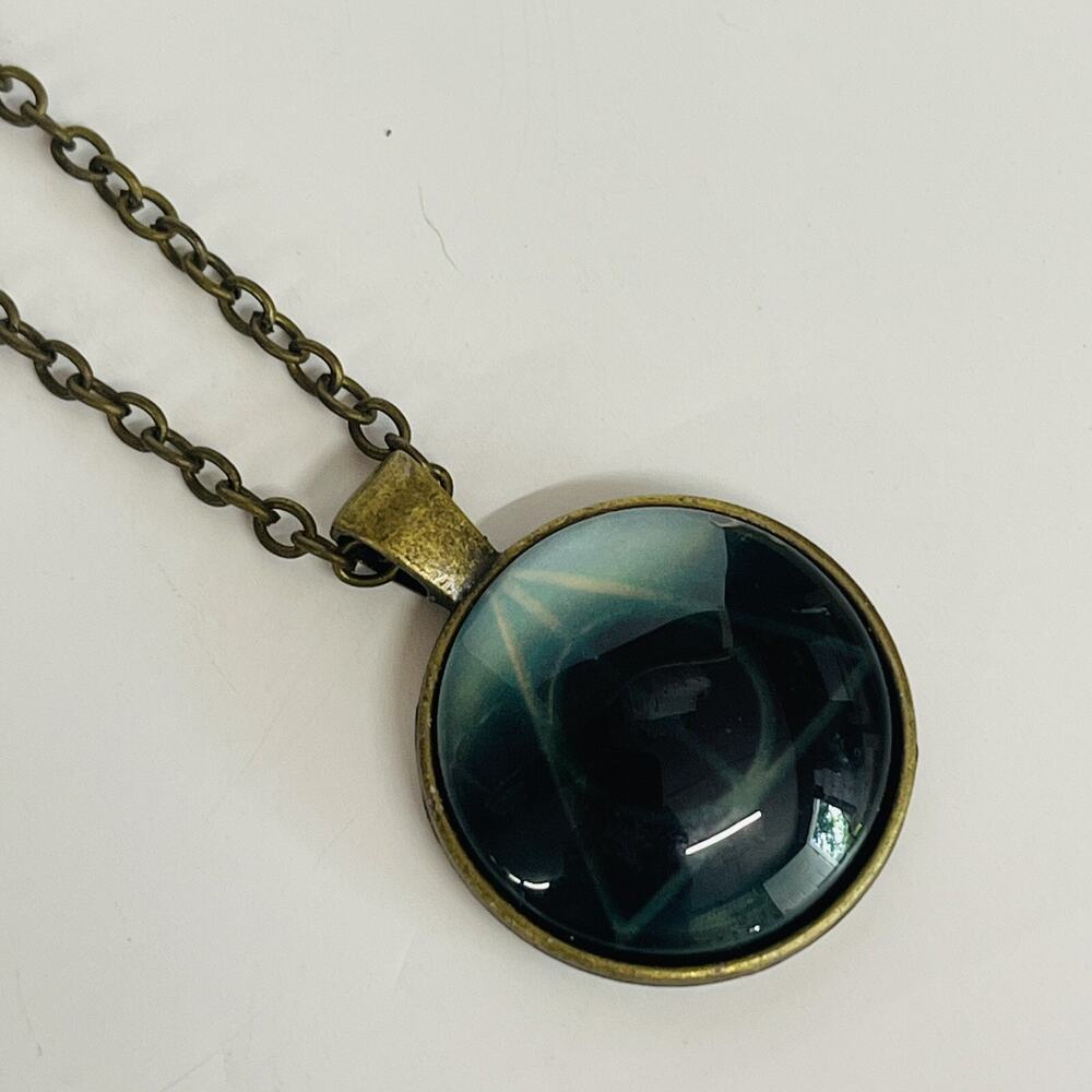 Harry Potter Deathly Hallows Symbol Circle Dome Pendant Vintage Style‎ Necklace